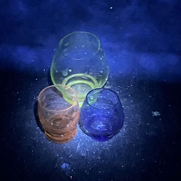 Vintage Lot 3 Pioneer Willow Moon Schnapps Glass Etched Dot Pattern 1945 MCM-UV - Picture 1 of 10